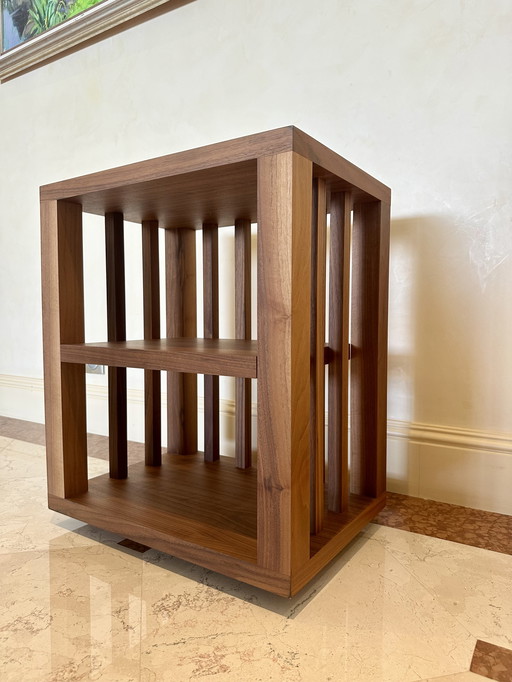 Superb designer occasional table in solid walnut