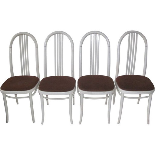 Set of 4 vintage beechwood chairs by Ton, Czechoslovakia 1970