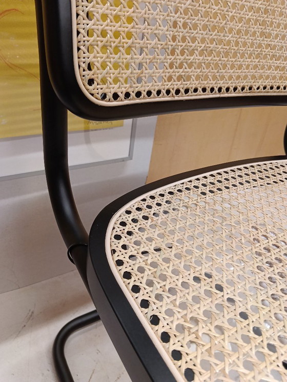 Image 1 of ALIVARMVSEVM 104. SET of 2 CESCA B32 Chairs (NEW) in Black Frame Limited Edition 