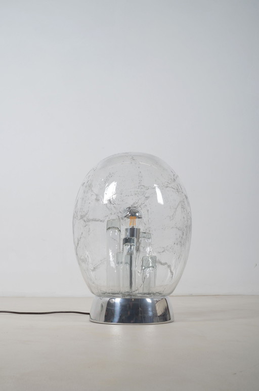 Sputnik table lamp by Doria Leuchten with egg-shaped hand-blown glass, 1970s