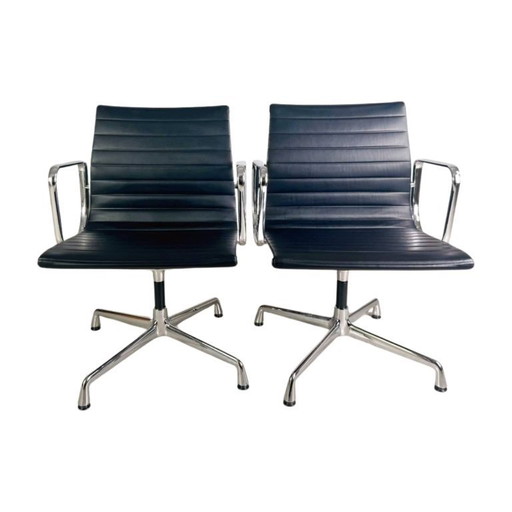 2x Vitra EA 108 Bürostuhl Charles & Ray Eames Leder schwarz