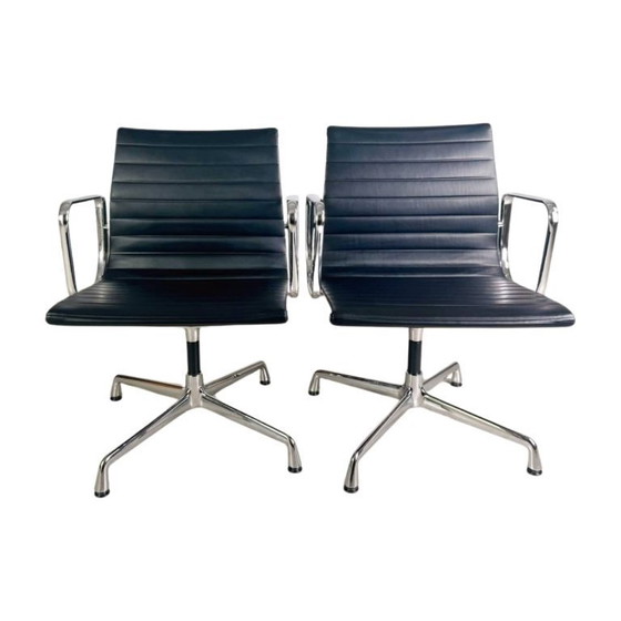 Image 1 of 2x Vitra EA 108 office chair Charles & Ray Eames leather black