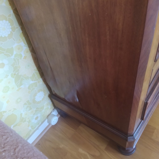 Antique washstand chest of drawers and matching nightstand walnut veneer – Glass, Marble (photo 7 of 8)