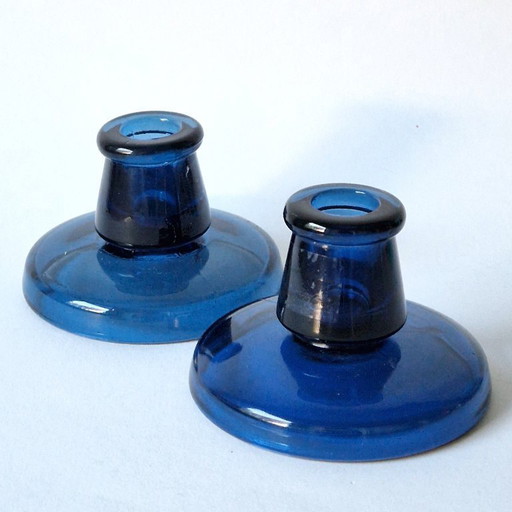 Ikea - 2 blue candlesticks by Maria Kariis