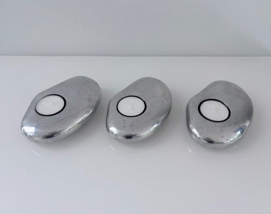 Set de 3 Portavelas de Aluminio – Forma Orgánica – Aluminium (photo 5 of 17)