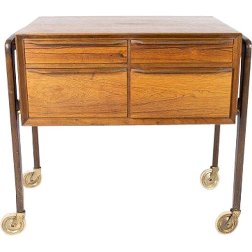 Cómoda vintage de palisandro con ruedas, Dinamarca, 1960
