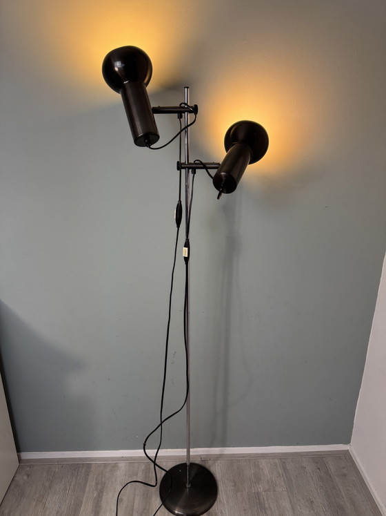 Lampadaire Vintage Design Danois - Mid-Century Avec Abat-Jour Réglables – Metal, Chrome (photo 8 of 13)