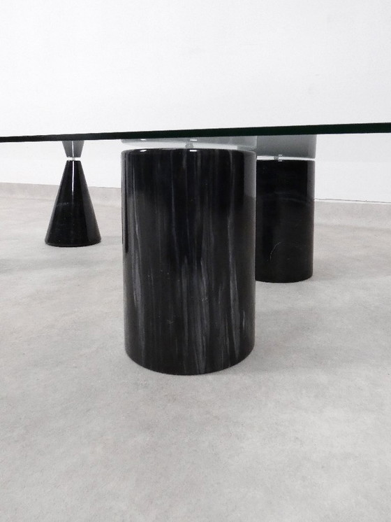 Image 1 of Vintage Italian Rectangular Marble Coffee Table with Glass Top