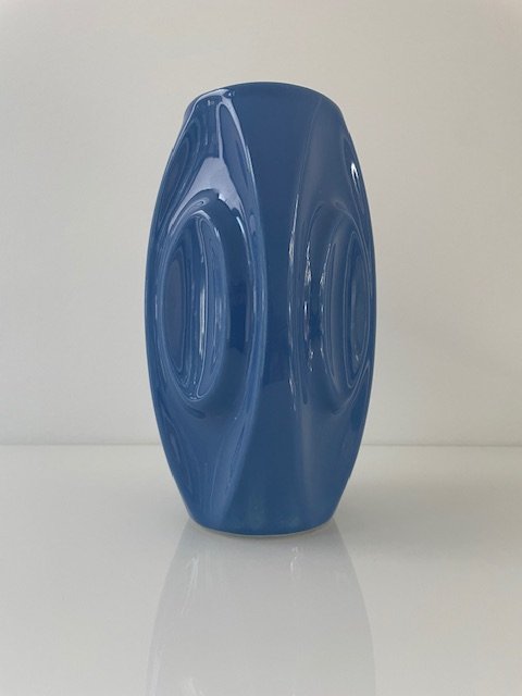 Image 1 of Beautiful Blue Glazed Vase With Ellipse Patterns