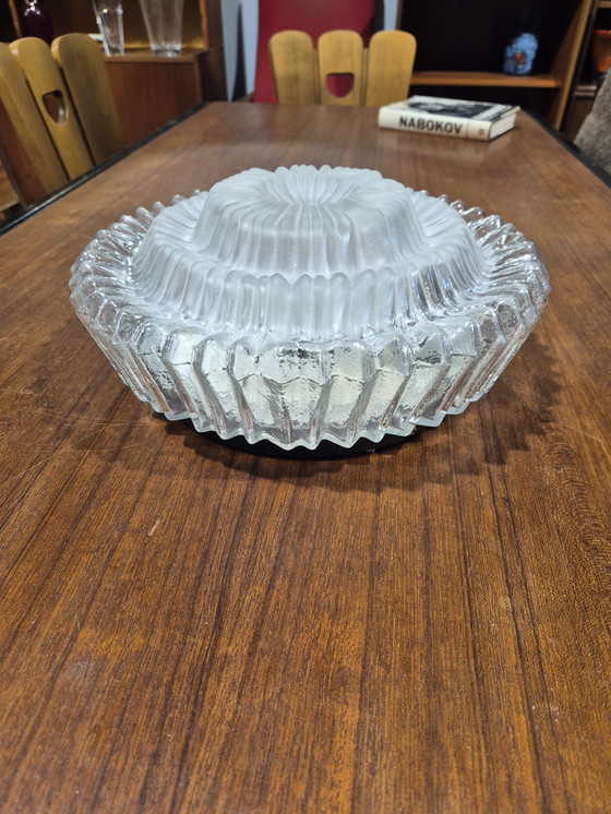 Image 1 of Vintage grote plafonierre frosted glass