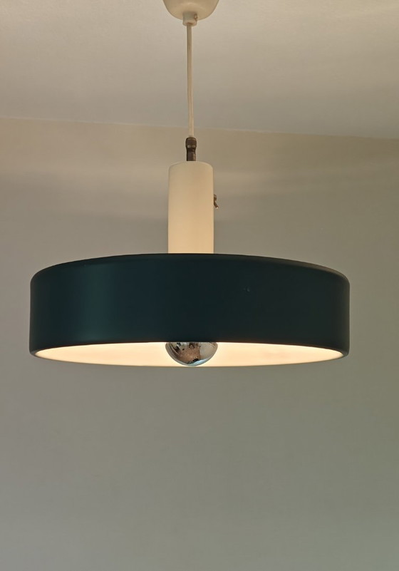 Anvia pendant lamp type 4017 designer Jan Hoogervorst top Dutch design 60s, Iron, Blue (photo 3 of 14)