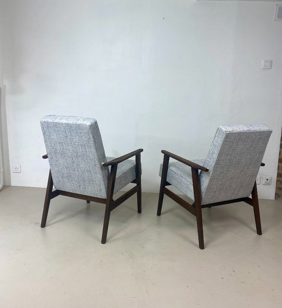 Image 1 of Zwei Henryk Lis 300-190 Sessel, 1970er Jahre, melierter graublauer Stoff. Ref.: Patty