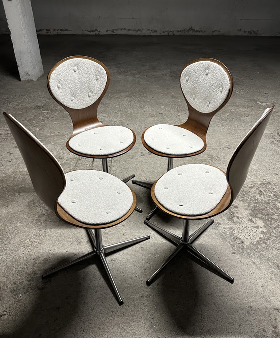Image 1 of Ensemble de 4 chaises vintage en bois courbé et placage de bois de rose par Elmar Flötotto, Allemagne 1960