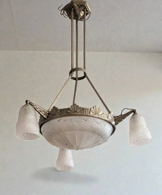 Art Deco Kronleuchter von Muller Frères Lunéville, 1930 – Crystal, Glass (photo 2 of 18)