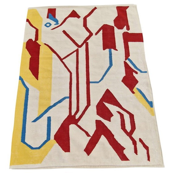 Willem De Kooning Privileged geïnspireerd handgeweven wollen wandtapijt | Textielkunst (98 × 68 inch) (photo 5 of 10)