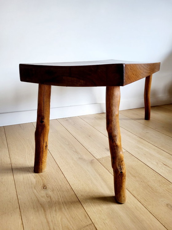 Image 1 of Houten bank, landelijke stijl, brutalist , massief hout, Frankrijk