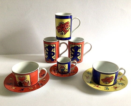 Image 1 of 3 tazze e piattini e tre tazze Keith Haring, Könitz