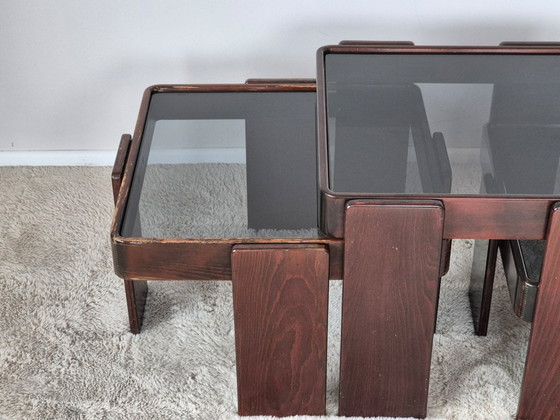 Image 1 of Vintage Italiaanse bijzettafels van Gianfranco Frattini voor Cassina, set van 3.