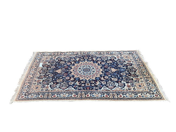Handgeknüpfter Nain-Teppich, florale Motive, blau und rot, 116 x 206 cm, Iran – Teppiche & Läufer, Wool (photo 5 of 5)