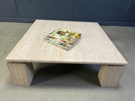 Image 1 of Square Italian travertine coffee table, 1970s 