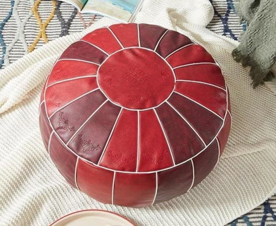 Image 1 of Pouf marocchino in pelle fatto a mano