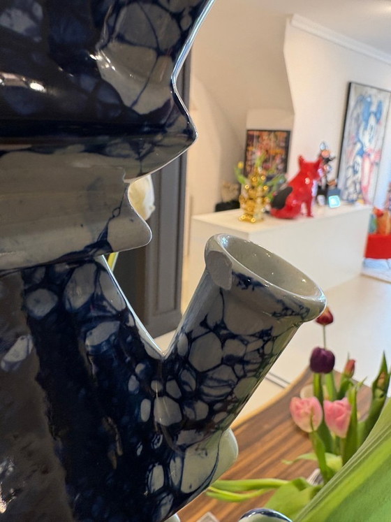 Image 1 of Tulip Vase Bubble Blue - 7-piece - Hand-painted - 110 cm