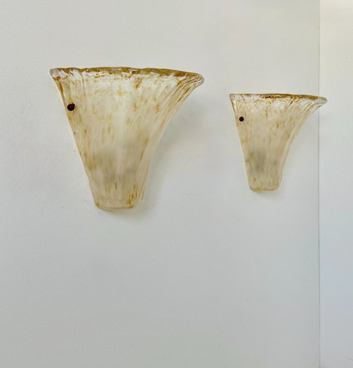 Paar antike Wandleuchten aus Muranoglas, Italien, 1980