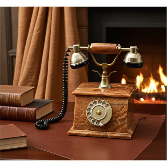 Image 1 of Telefono rotante vintage in marmo onice