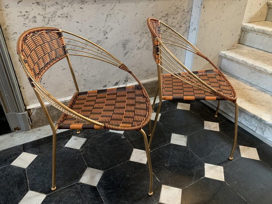 Vintage Italian Garden Patio Scoubidou Armchairs, 1950s, Set of 6 – Plastic, Iron, Italian Design (photo 14 of 18)