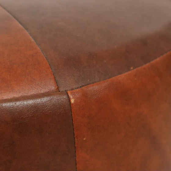 Image 1 of Vintage Poef Tweekleurig Skai Kunstleder