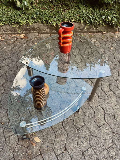 Space Age Chrome and Glass Turntable Coffee Table