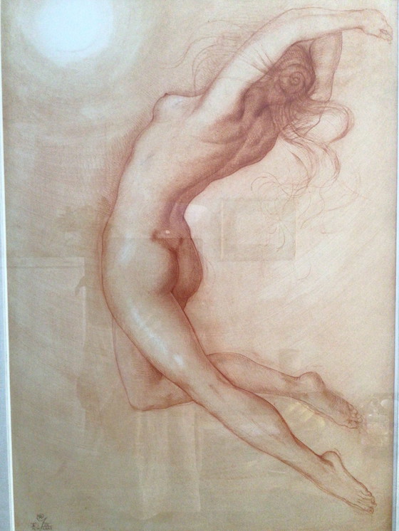 Image 1 of Litografía de muy bello desnudo firmada