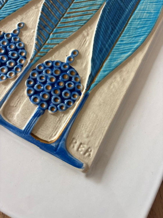 Pair of Ceramano REA Ceramic Wall Plaques, Rare Blue Colourway, West Germany, 1970s, Decorative Objects (photo 6 of 15)