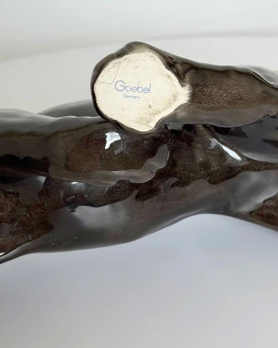 Image 1 of Vintage porcelain black panther Goebel 1970s