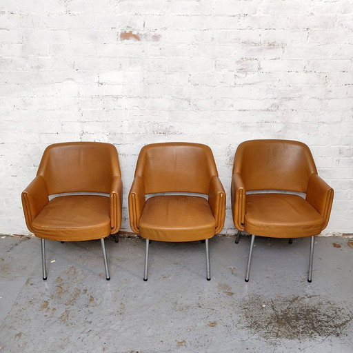 Deauville Leather Armchairs by Marc and Pierre Simon for Airborne, 1960s