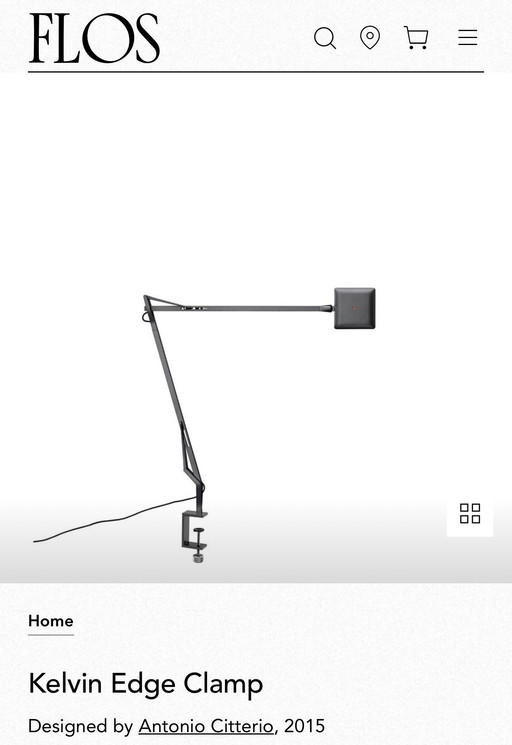 2 x Flos Kevin Edge Titanium montaggio a parete e scrivania Led