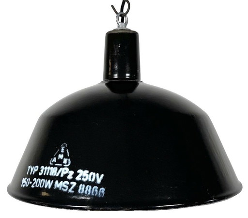 Industriële zwarte emaille hanglamp van EMAX, jaren 60