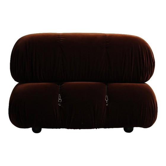 Image 1 of 2x Camaleonda sofa modules by Mario Bellini for B&B Italia in chocolate brown velvet, Italy, 1970s