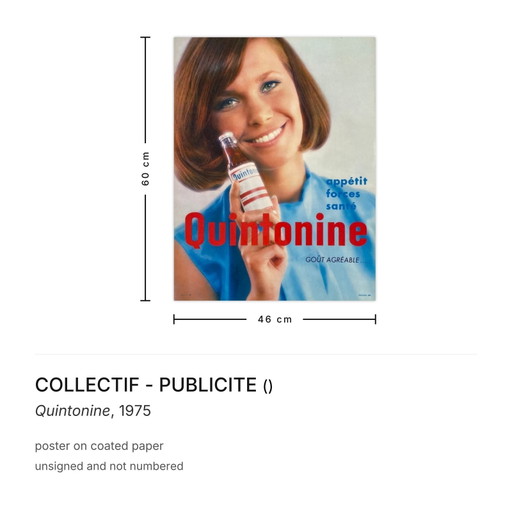 COLLECTIF - PUBLICITE Quintonine poster 1975