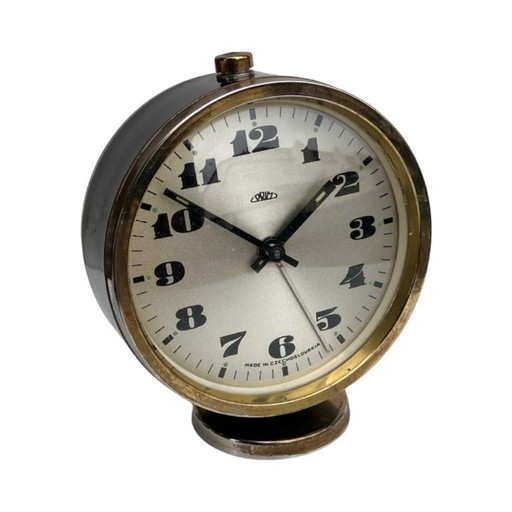 PRIM alarm clock, vintage mechanical clock, Czechoslovakia, 1970s.