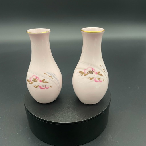 2 Vintage Miniaturvasen RGK – Rosa Porzellan – Blumendekor – Czechoslovakia