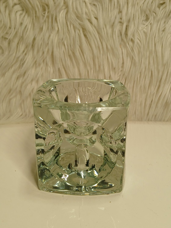 Image 1 of Portacandele a cubo in vetro in stile moderno di metà secolo