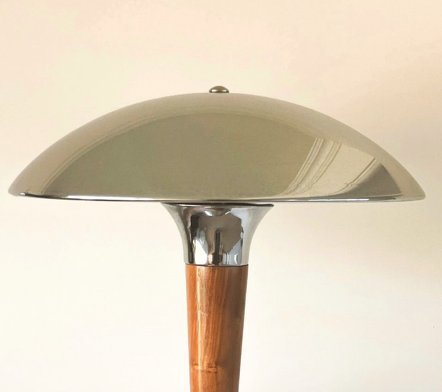 Image 1 of Ikea Dakapo Set of 2 Wood with Chrome Mushroom Lamps, Vintage