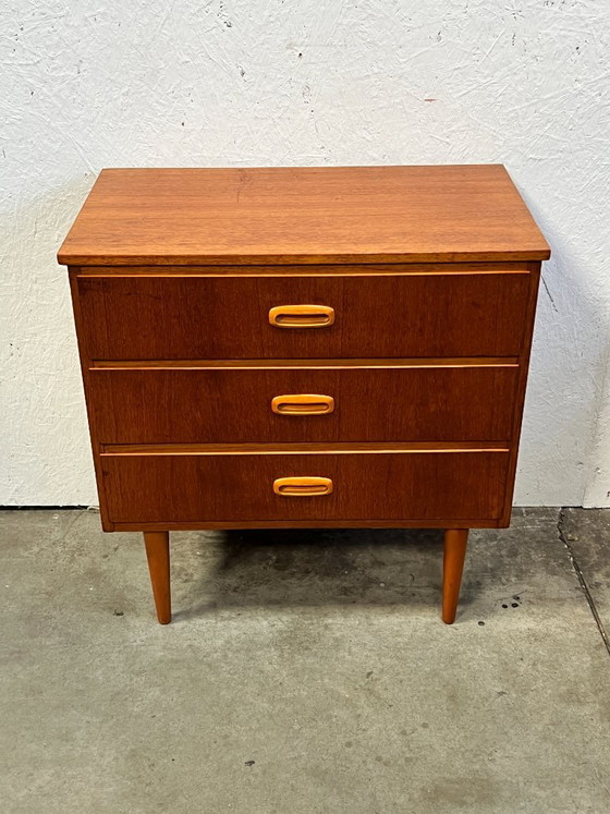 Vintage Teak Chest of Drawers, Sweden 1960s, Wood, Brown, Mid Century Modern (photo 3 of 14)