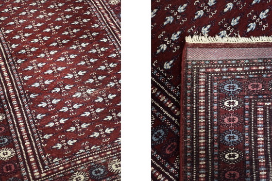 Image 1 of Tappeto orientale Bokhara rosso vintage tessuto a mano, anni '60