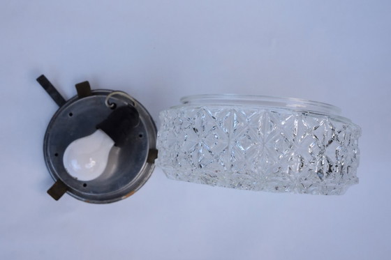 Image 1 of Vintage geslepen glazen plafondlamp