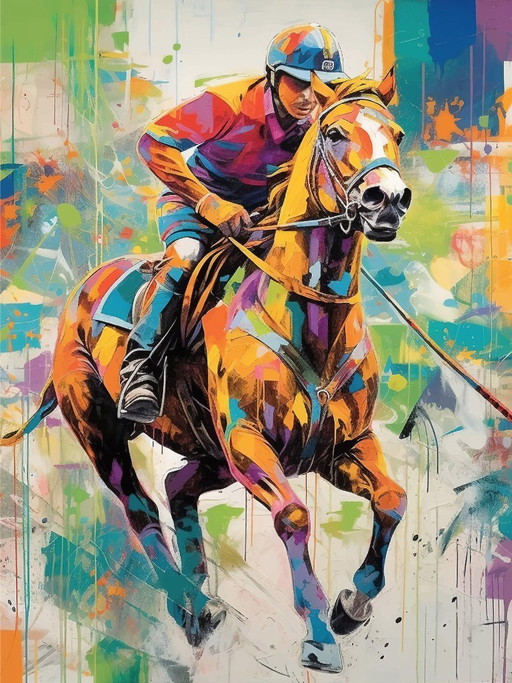 Alberto Ricardo - Polo - Artist's Lithograph – lithos zeefdrukken, Canvas