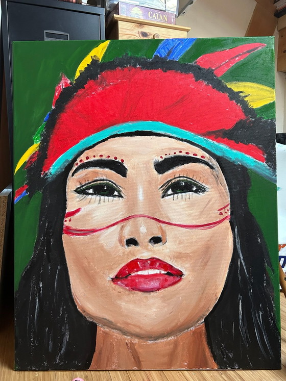 American Indian, Schilderijen & Tekeningen, Canvas, Meerdere kleuren (foto 6 van 6)