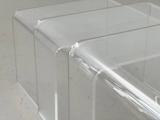 Image 1 of Space Age 3er Set Plexiglas Satztische / Beistelltische, 1970er Jahre 