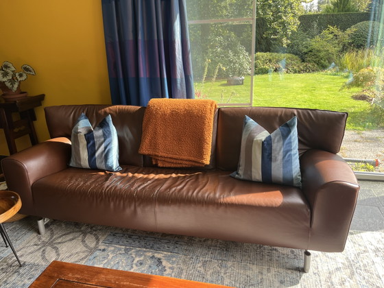 Set of 2 Molteni&C Sofas. Drop Series. Brown Leather. 2.00 Meters and 2.30 – Aluminium (photo 2 of 6)